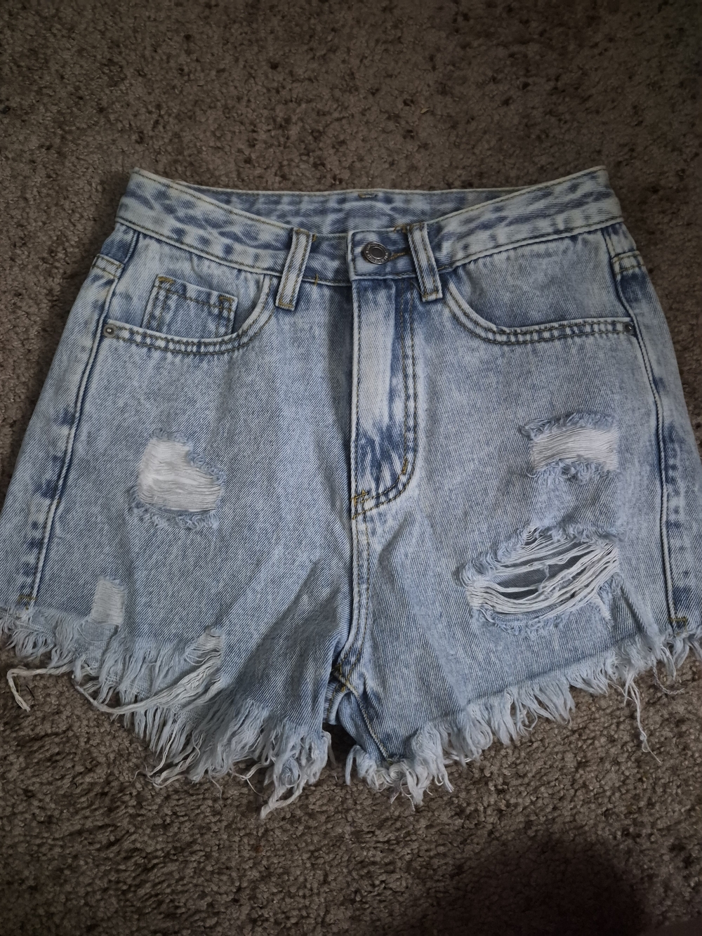 SHEIN Light Blue Distressed Denim Cutoff Shorts